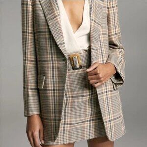 Aritzia Babaton Erickson Plaid Belted Mini Skirt Sz 6